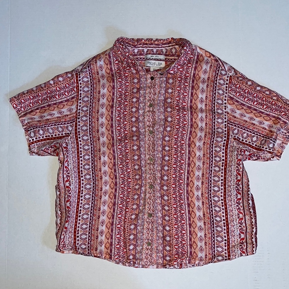 100% linen Boxy fun print blouse